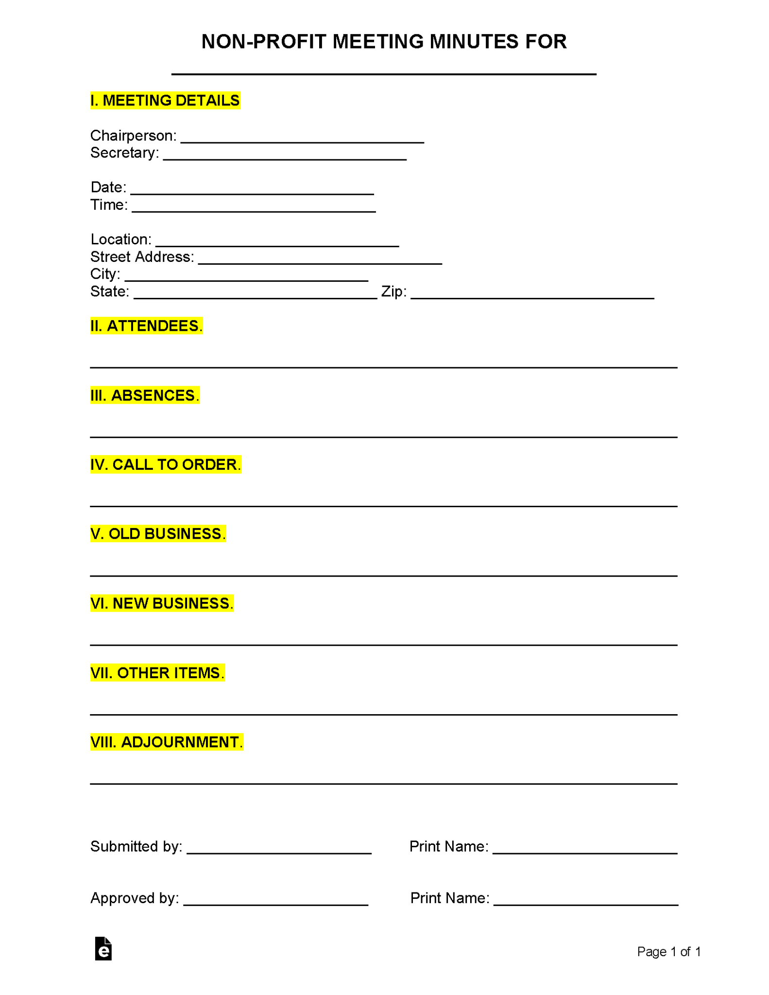 Free Nonprofit Meeting Minutes Template