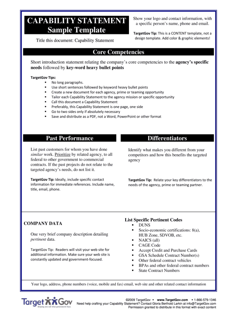 Free Capability Statement Design Template & Examples