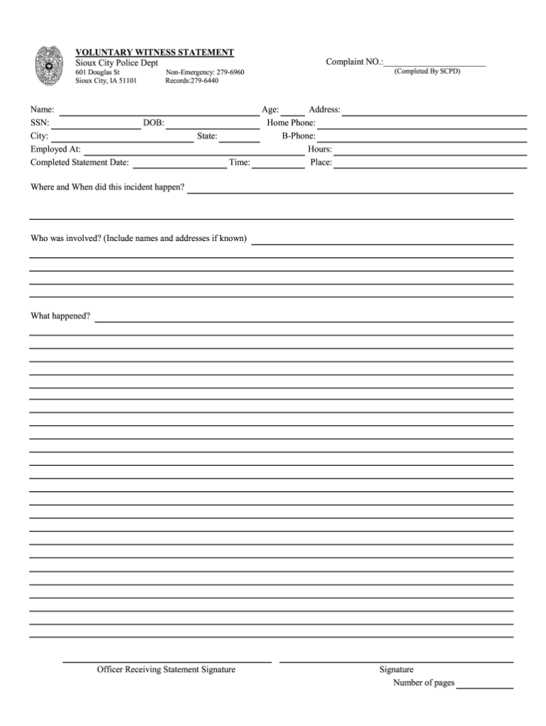 Free Police Witness Statement Template [PDF & Doc]
