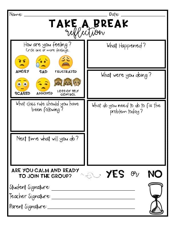 take-a-break-reflection-form-template