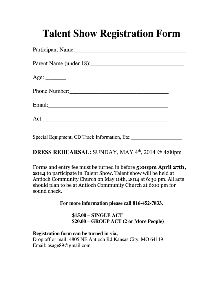 talent-competition-application-form-template