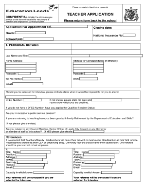 teaching-assistant-job-application-form-template
