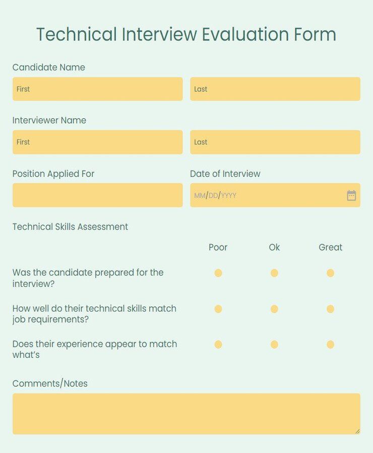 technical-interview-feedback-form-template