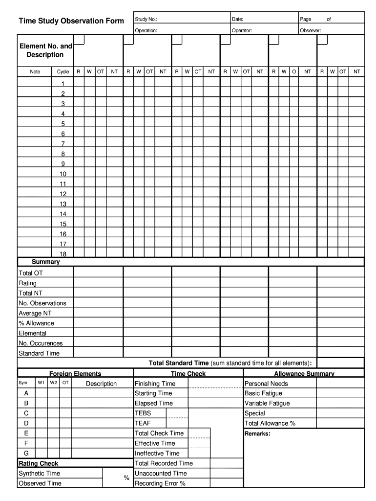 time-study-observation-form-template
