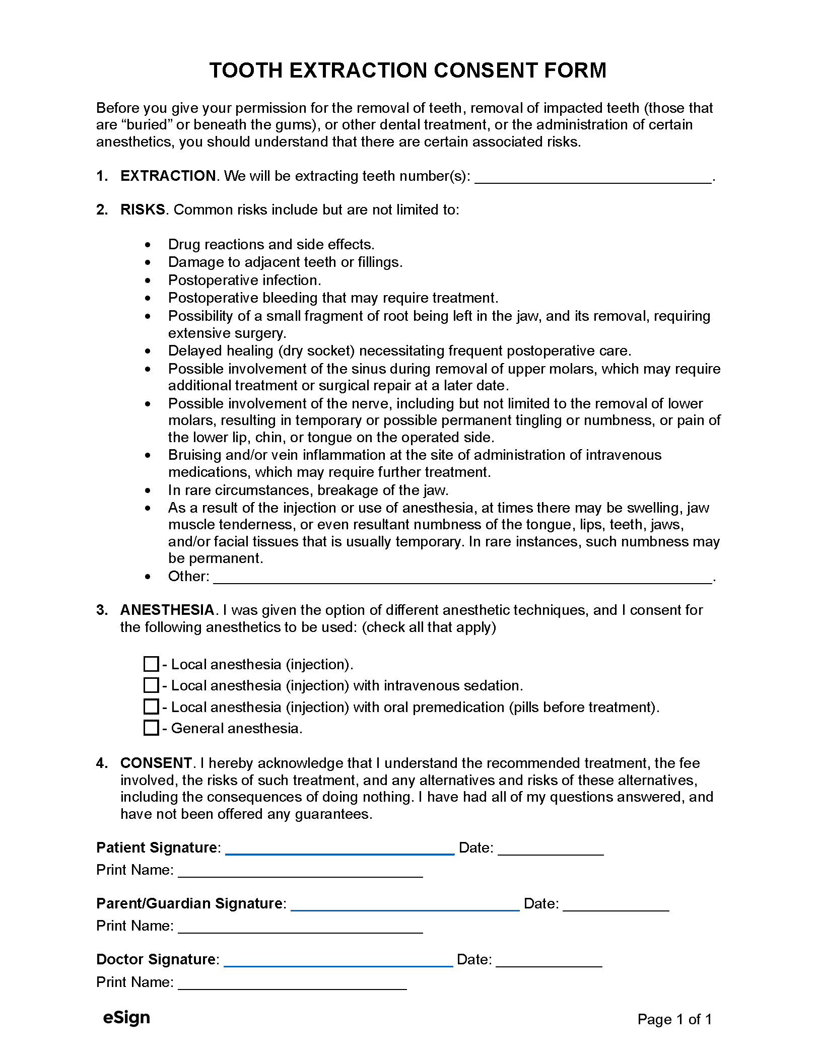 tooth-extraction-consent-form-template