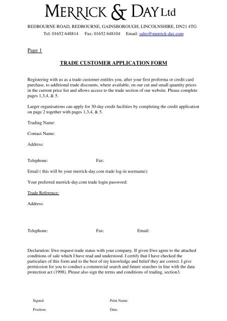 trading-account-application-form-template