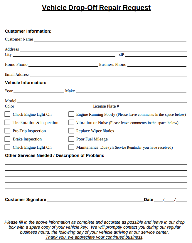 vehicle-drop-off-form-template