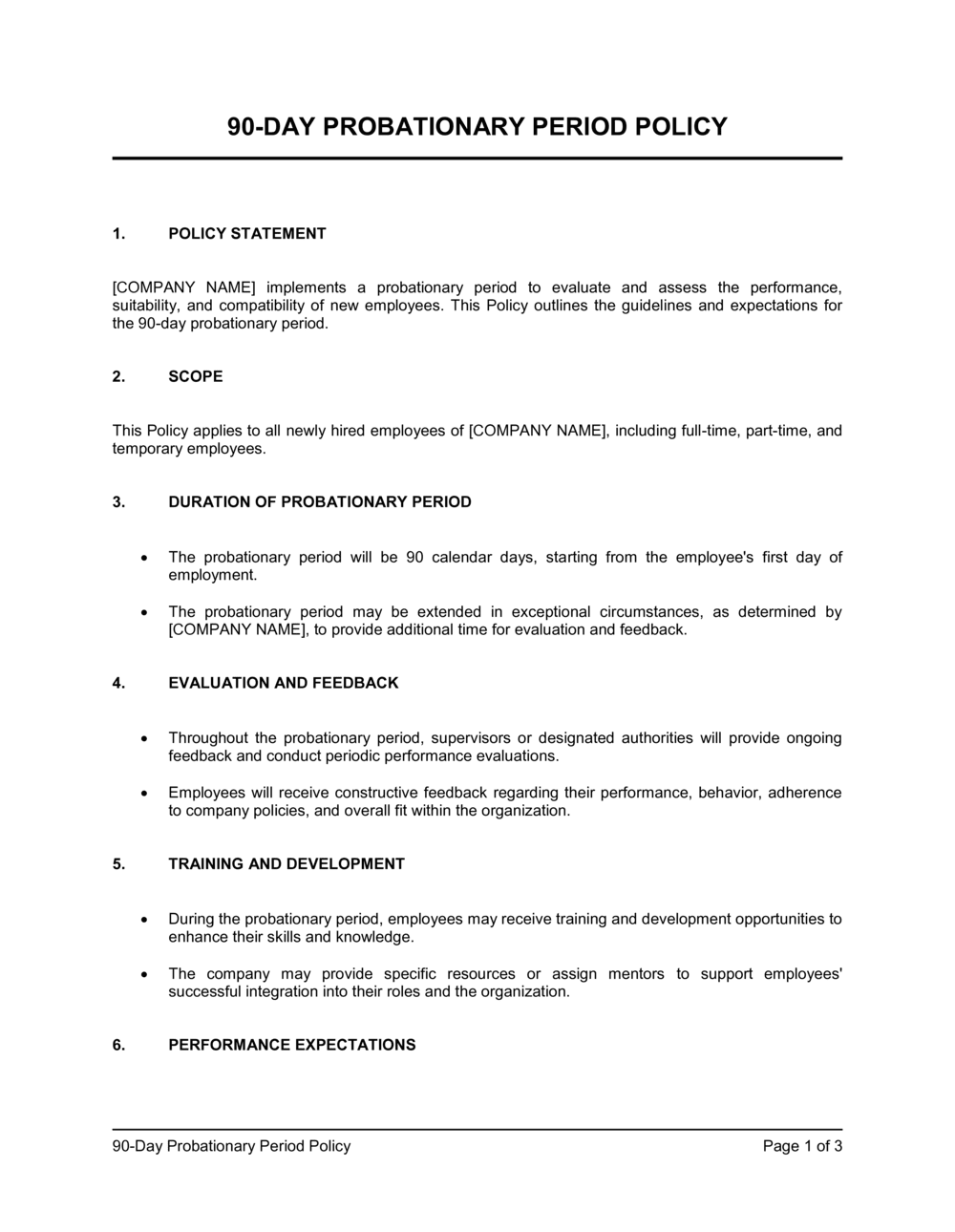90-day-probationary-period-form-template