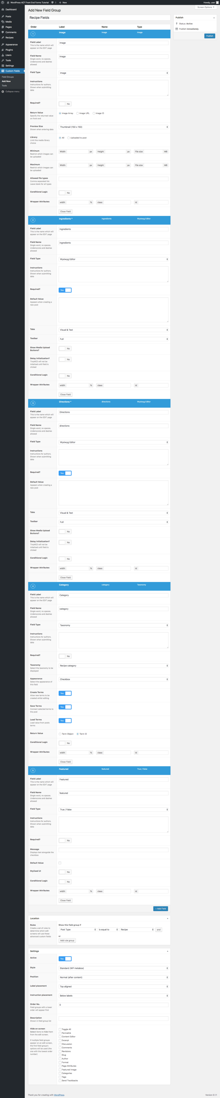 ACF Front End Form Template Post Type