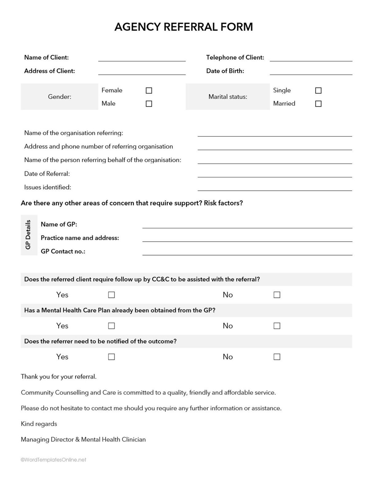 Assisted Collection Form Assisted Living Referral Form Template