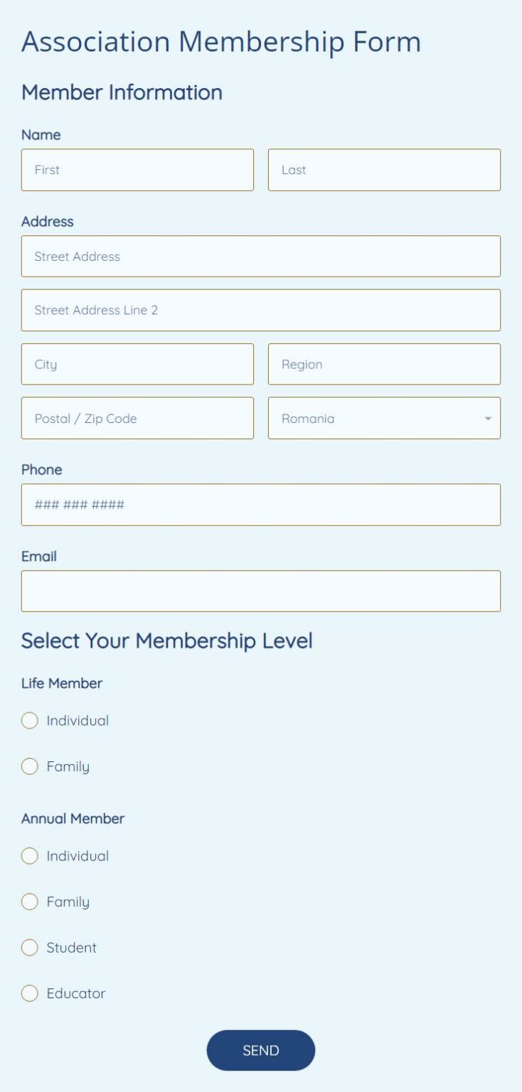 Association Membership Application Form Template