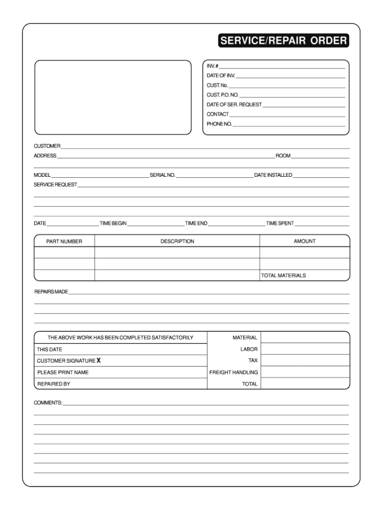Automotive Repair Customer Intake Form Template