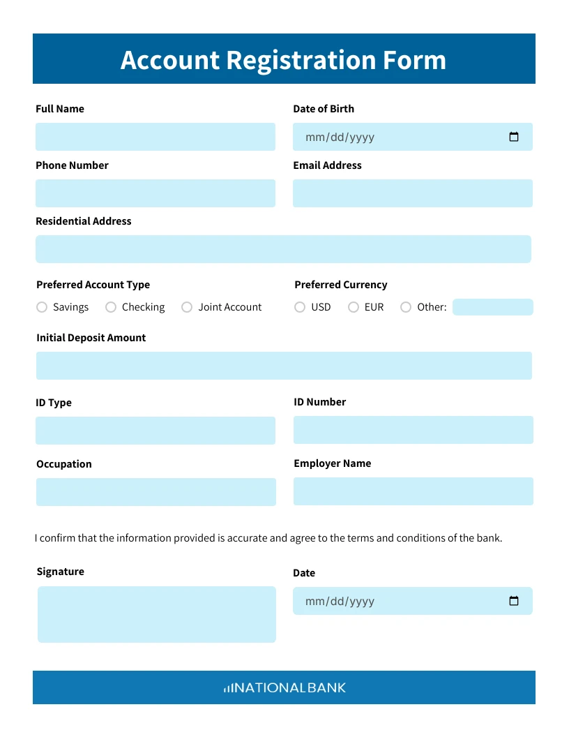 bank-account-registration-form-template