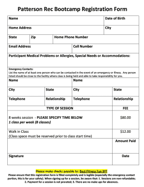 boot-camp-registration-form-template