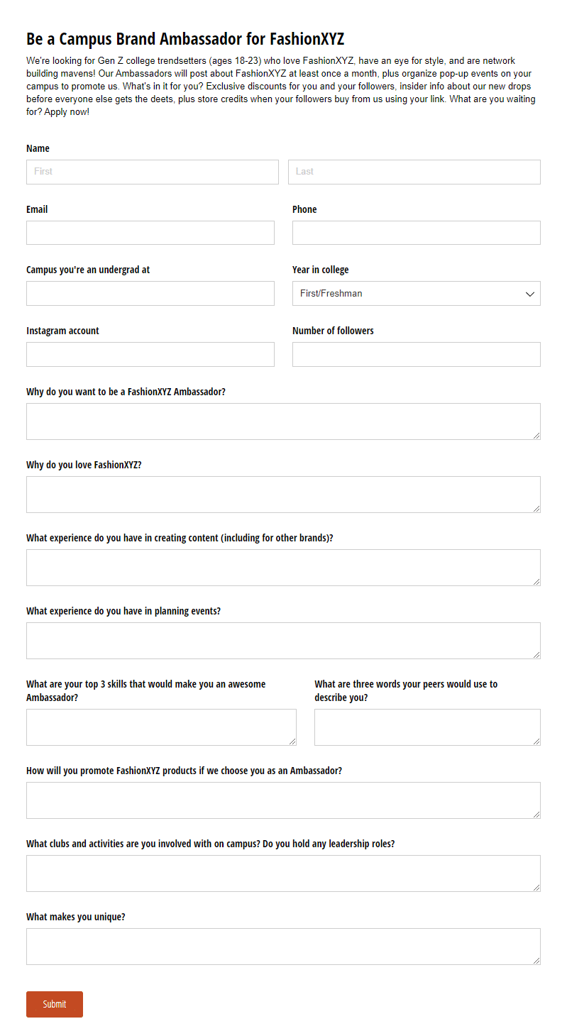 brand-ambassador-application-form-template