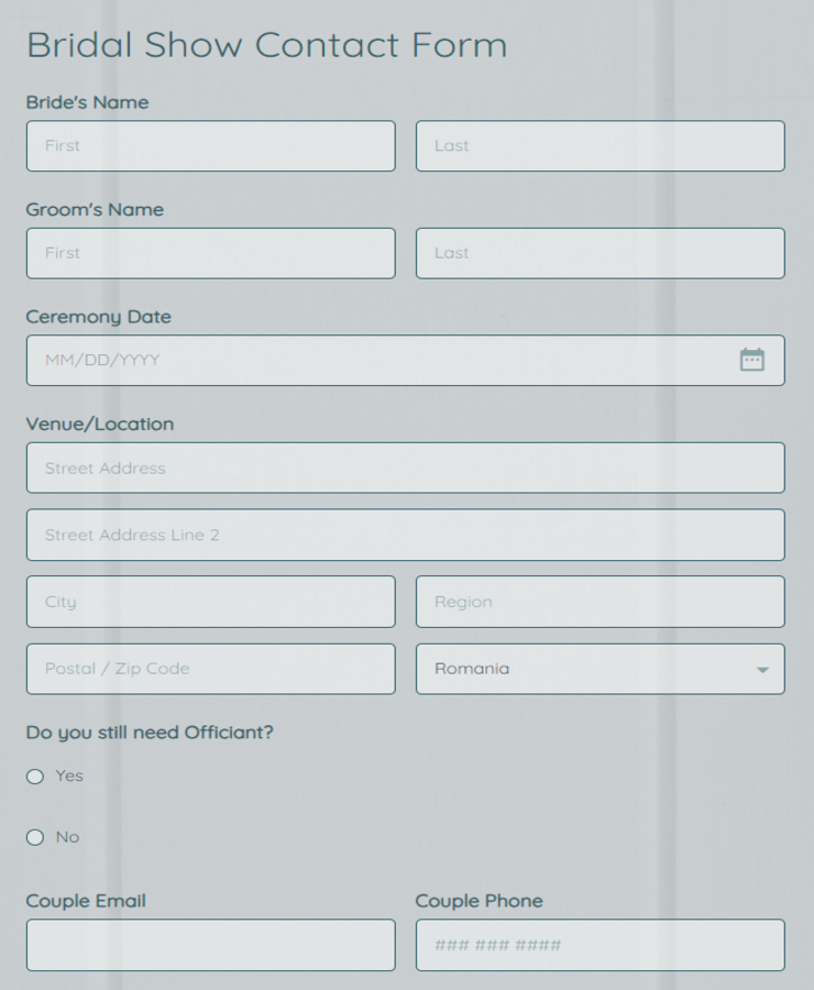 bridal-show-contact-form-template