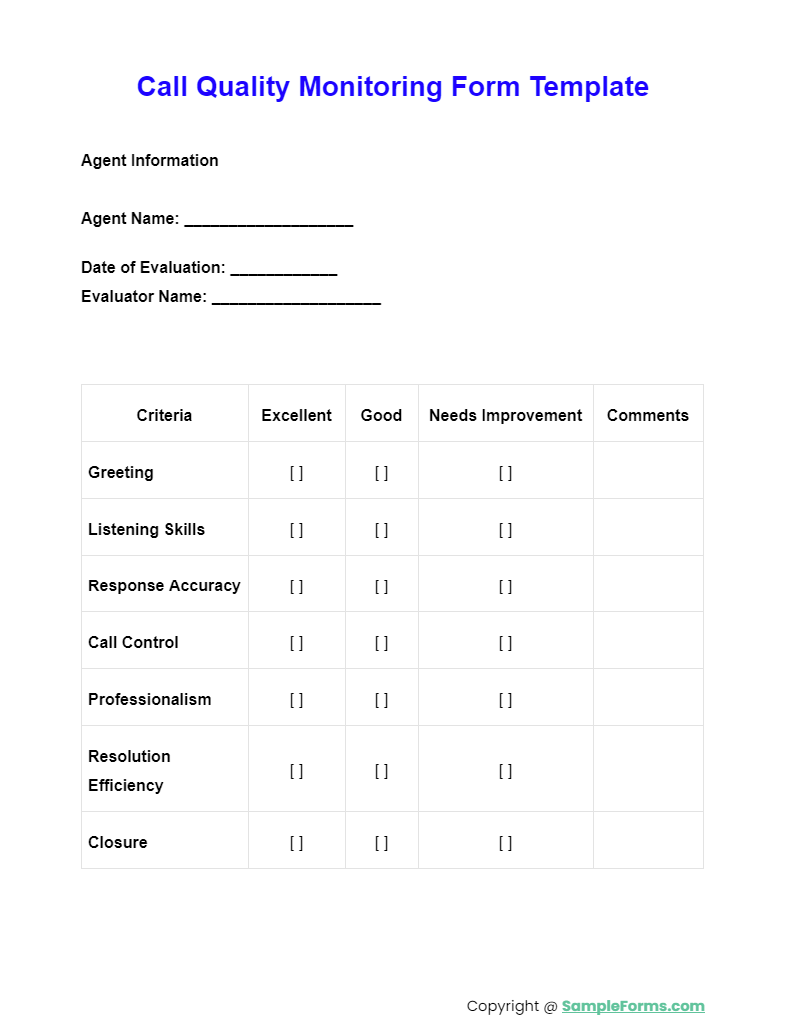 call-quality-monitoring-form-template