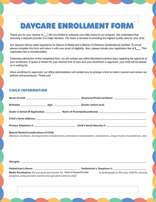 child-care-enrolment-form-template