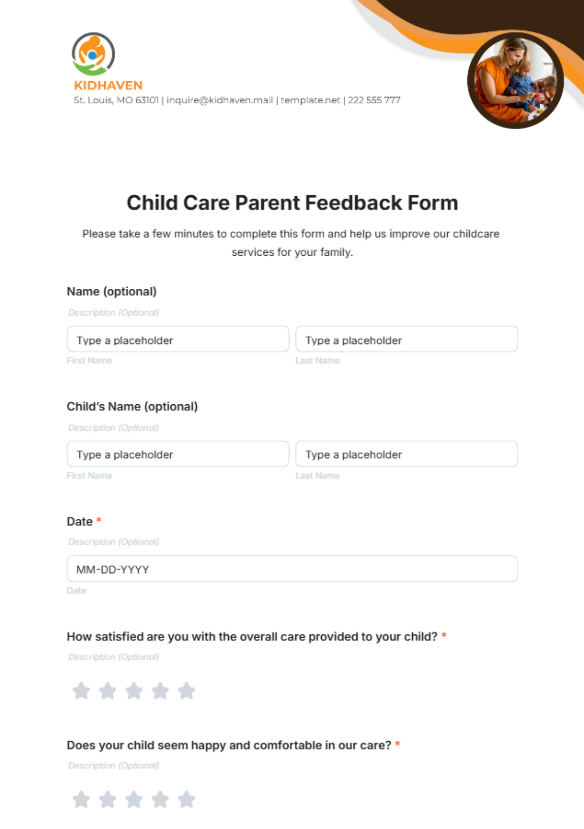 child-care-feedback-form-template