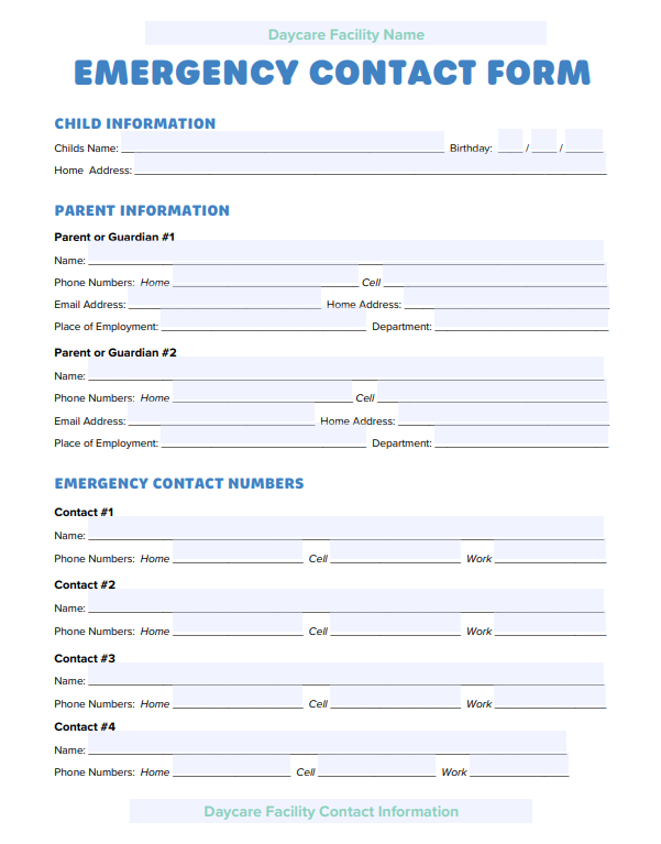 childcare-update-information-form-template