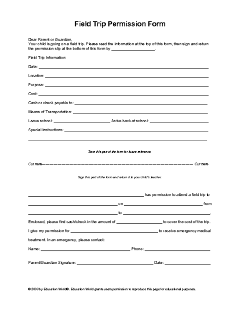 children-field-trip-permission-form-template