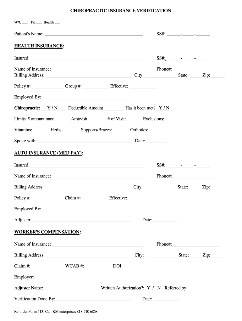 chiropractic-insurance-verification-form-template