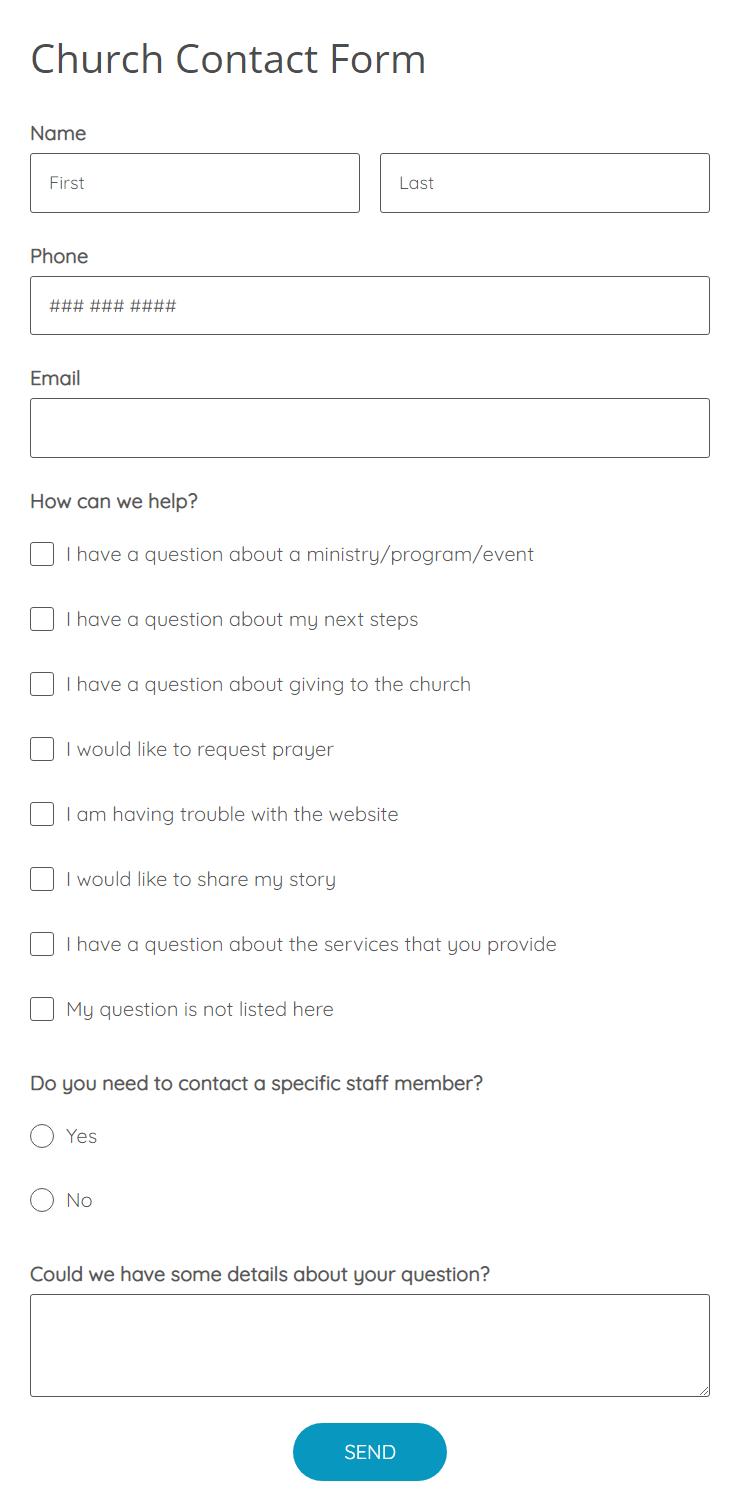 church-contact-information-form-template