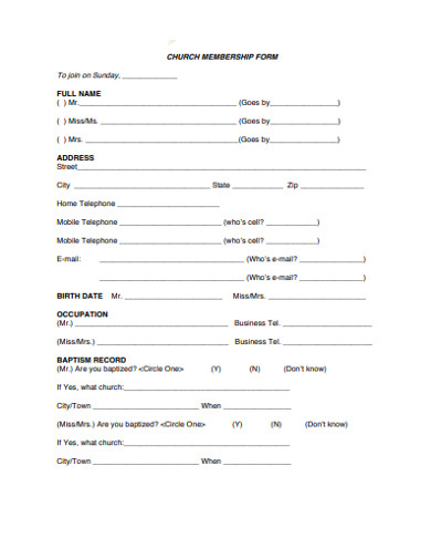 church-member-information-form-template