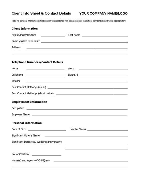client-contact-information-form-template