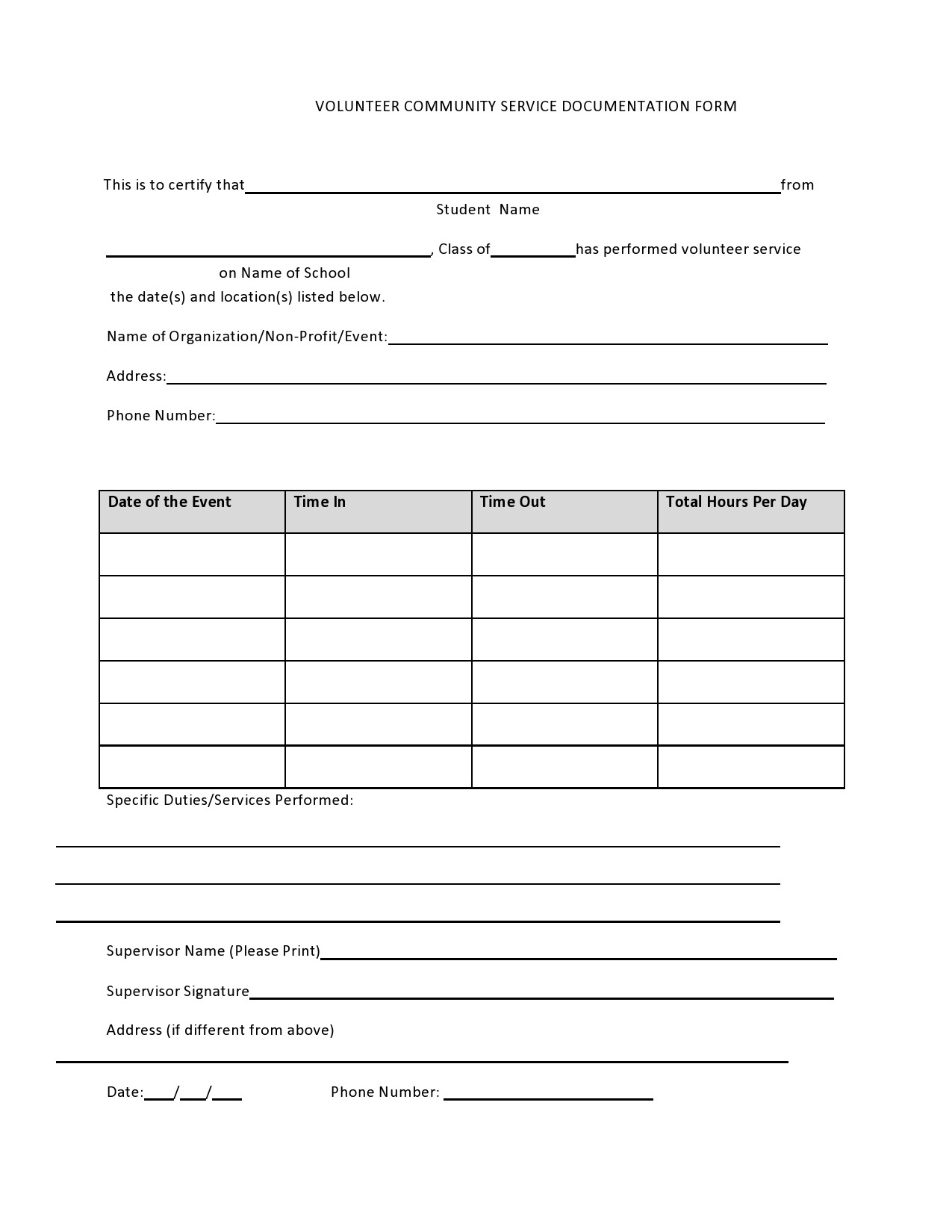 community-service-volunteer-form-template