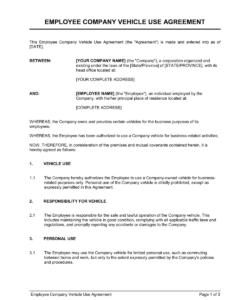 company-vehicle-use-form-template