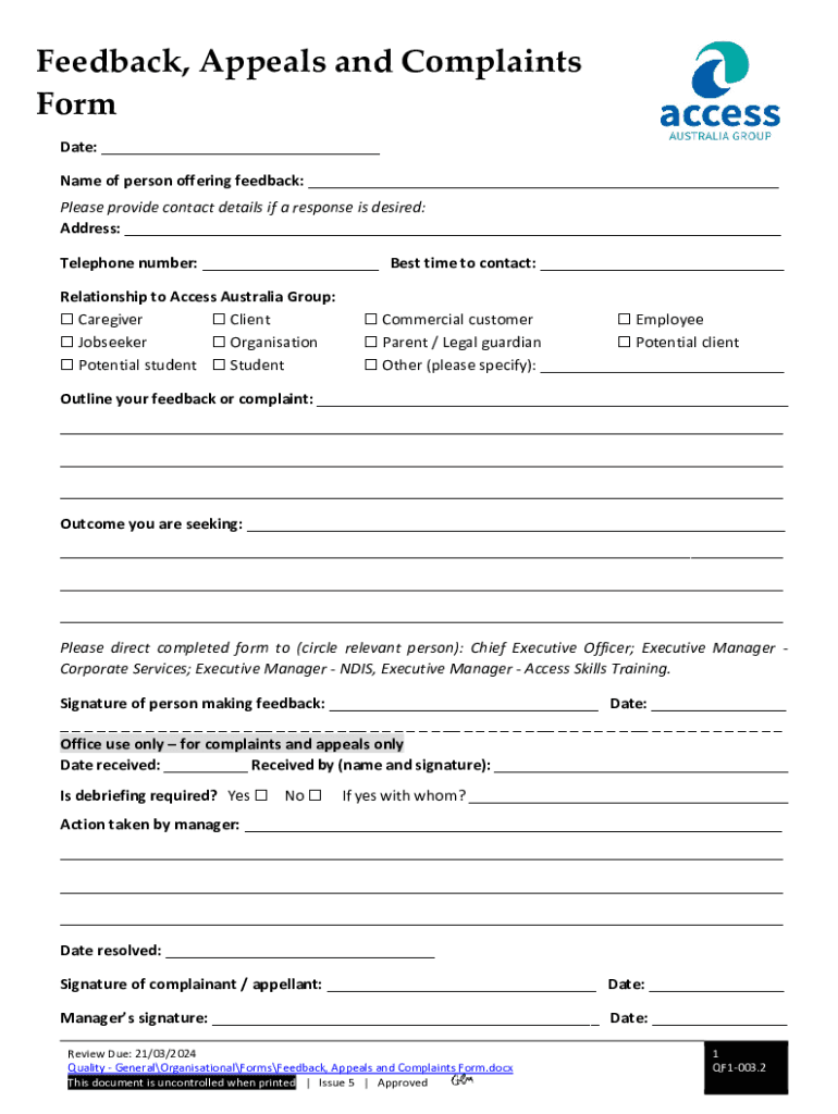 complaints-and-compliments-form-template