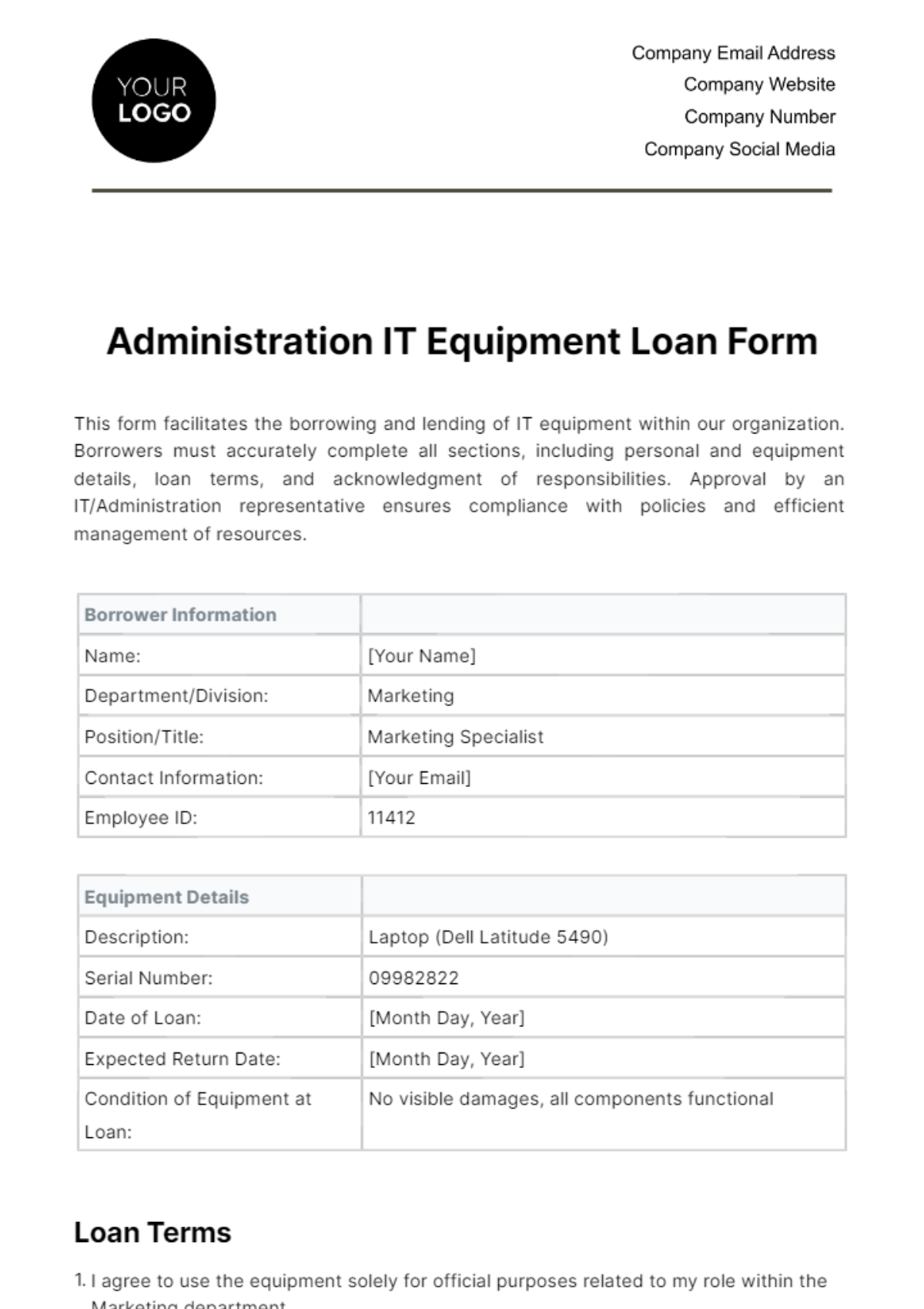 computer-equipment-loan-form-template