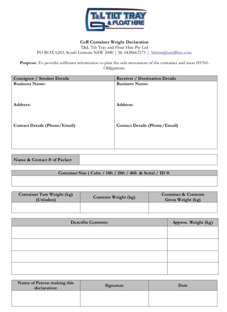 container-weight-declaration-form-template
