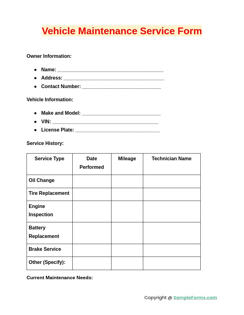 customer-car-service-intake-form-template