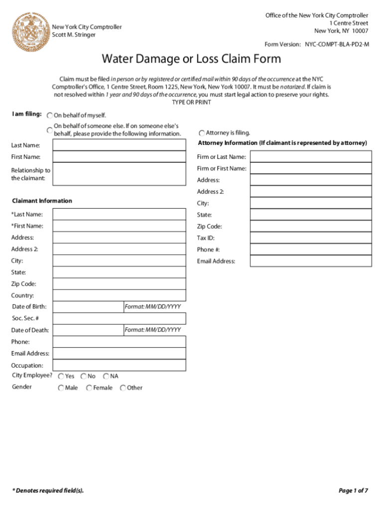 Water Claim Script Damage Claim Water Damageclaim Form Template
