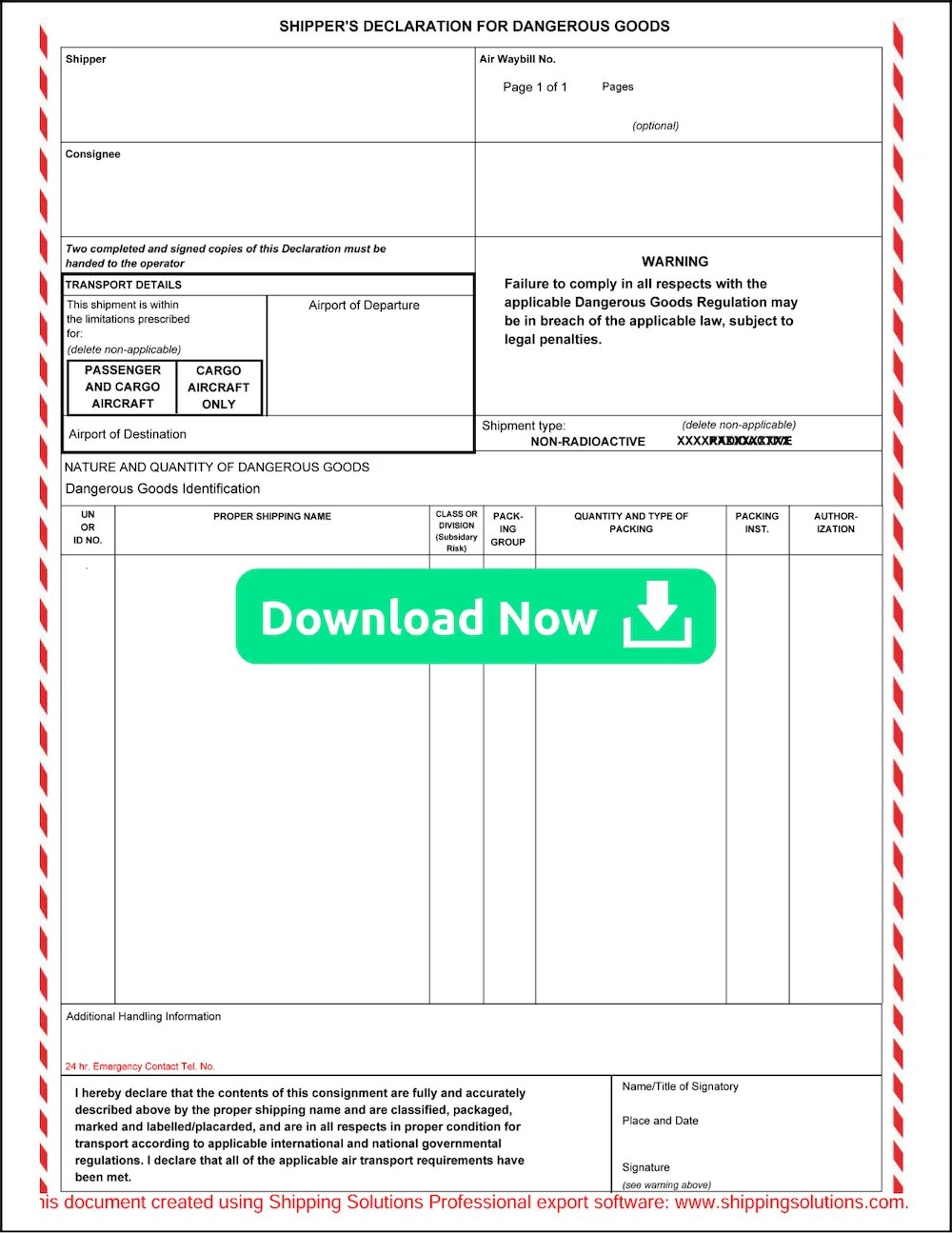 dangerous-goods-declaration-form-template