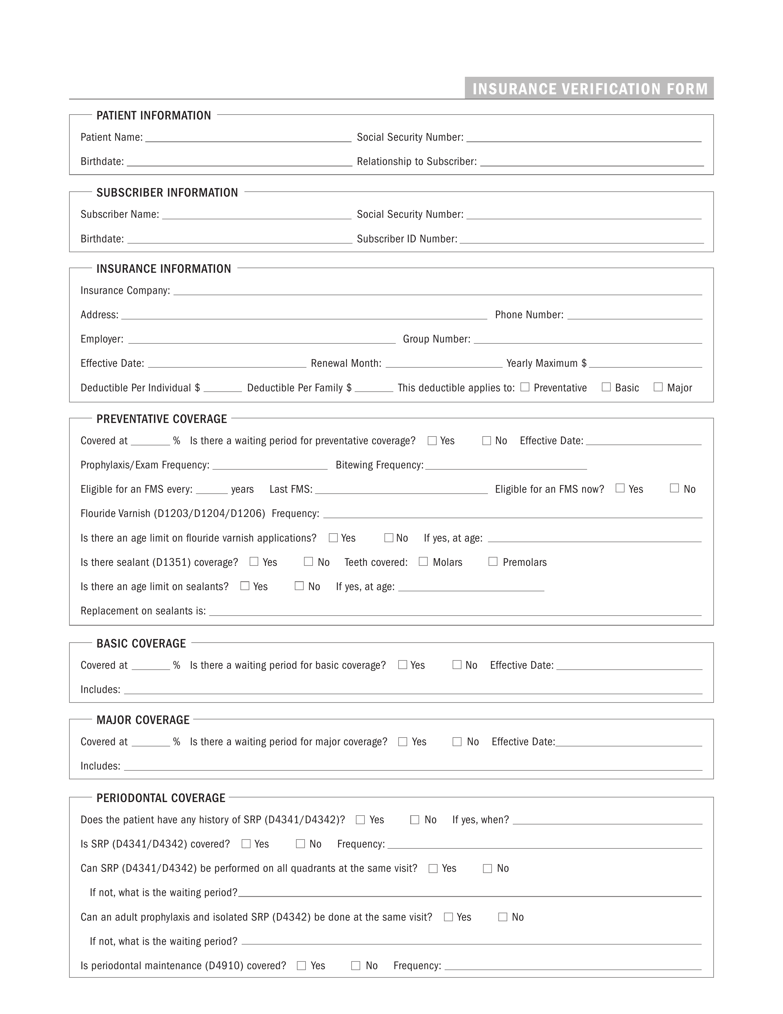 dental-insurance-breakdown-form-template