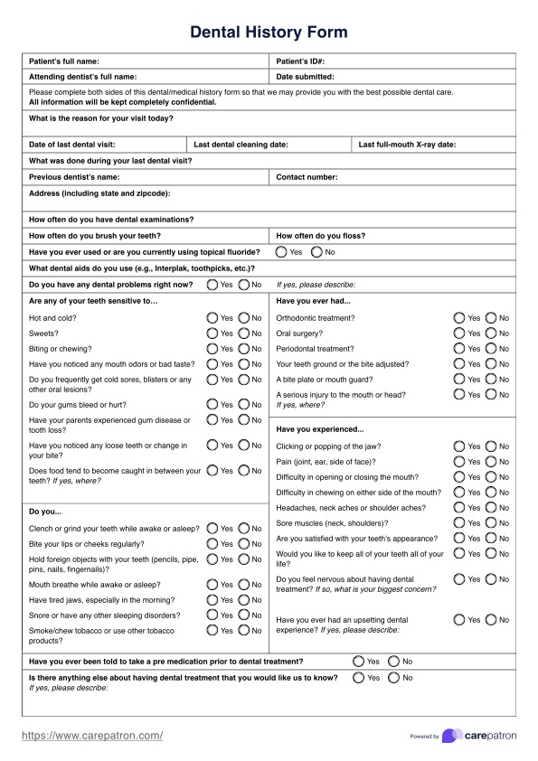 dental-medical-history-update-form-template