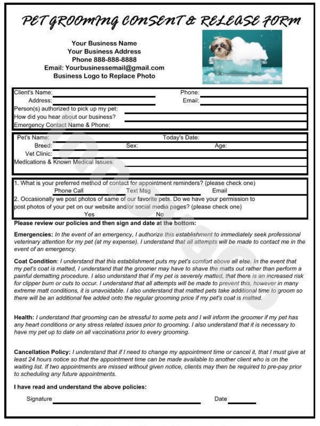 dog-grooming-consent-form-template