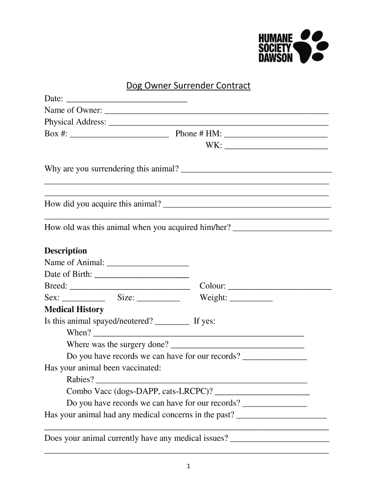 dog-owner-surrender-form-template