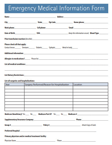 emergency-contact-medical-information-form-template