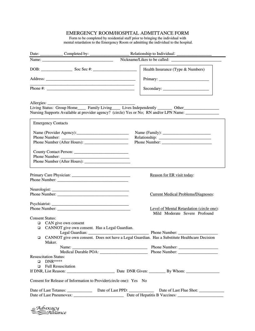 emergency-room-admission-form-template