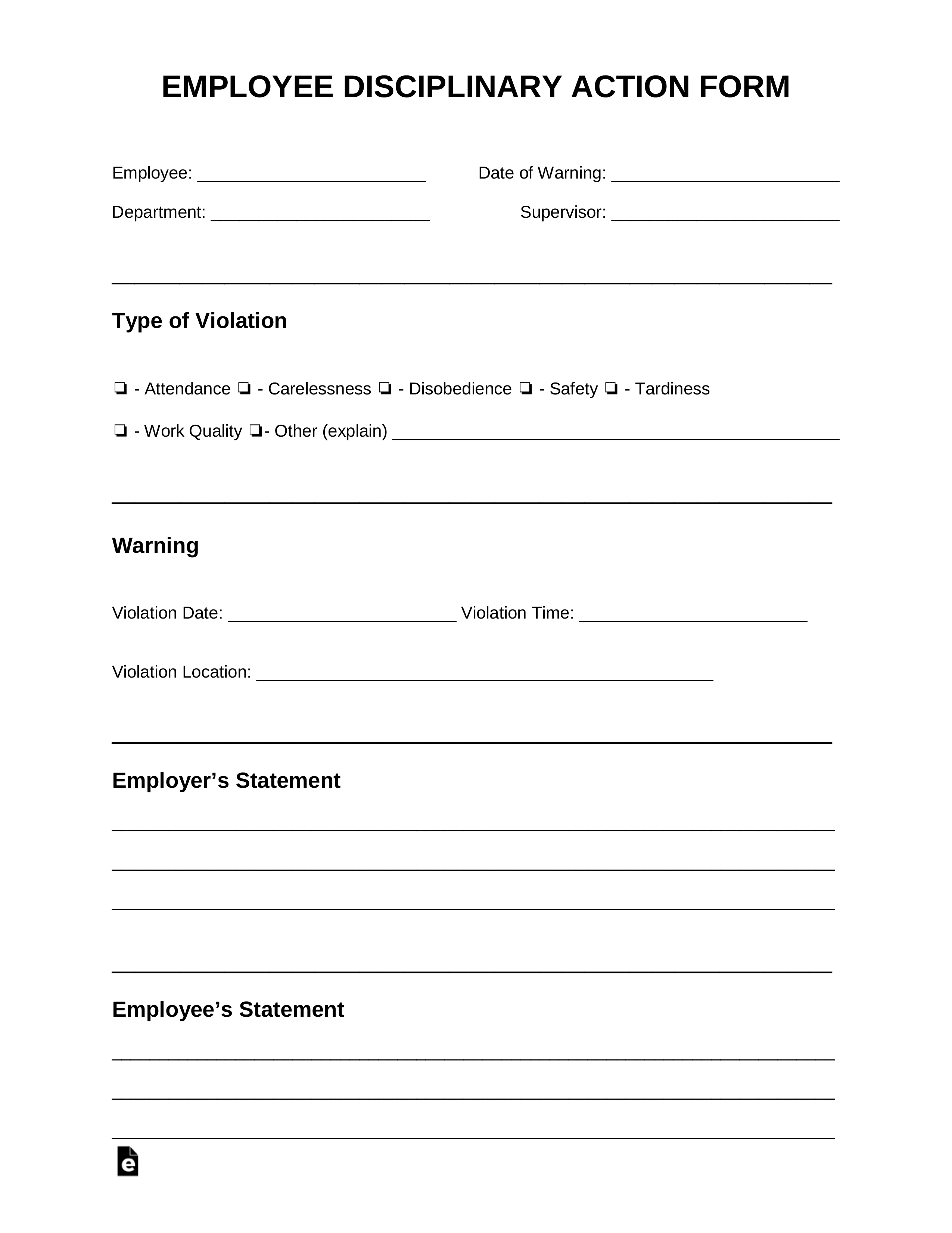 employee-corrective-action-form-template