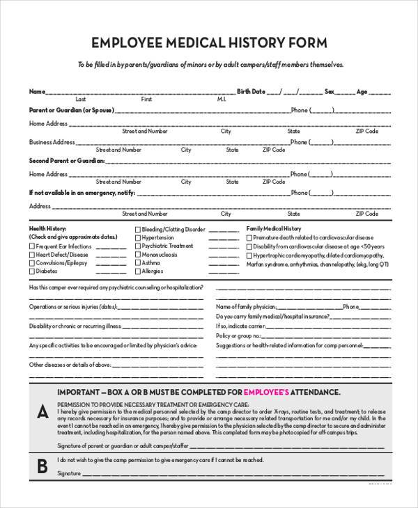 employee-medical-history-form-template