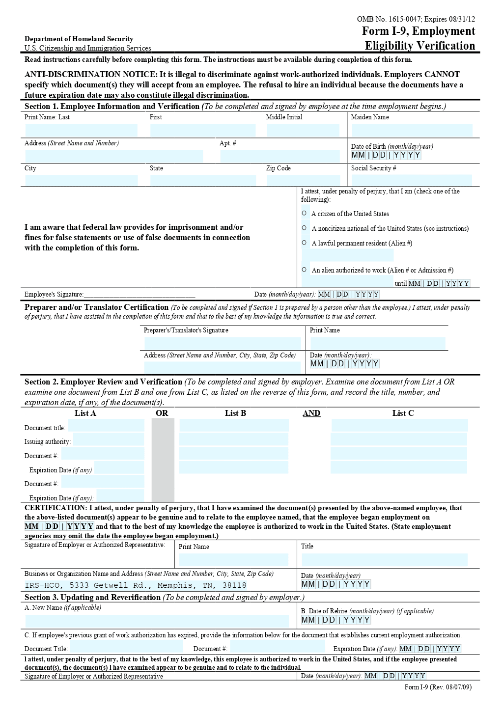 employment-eligibility-verification-form-template