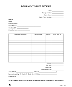 equipment-sales-receipt-form-template