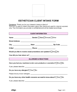 esthetician-spa-client-intake-form-template