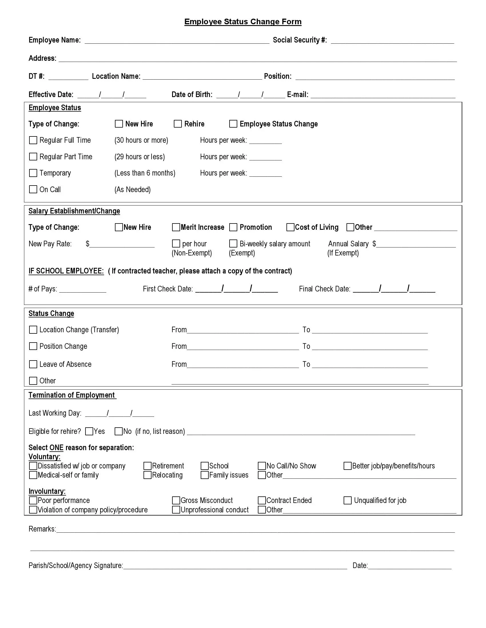 family-status-change-form-template