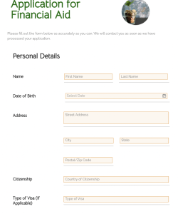 financial-aid-application-form-template